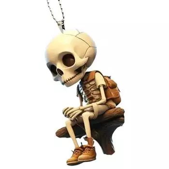 2D акриловая ужасная фигурка скелета, череп, украшения для стола, Хэллоуина, зеркало заднего вида автомобиля, декор, дисплей, автоподвеска