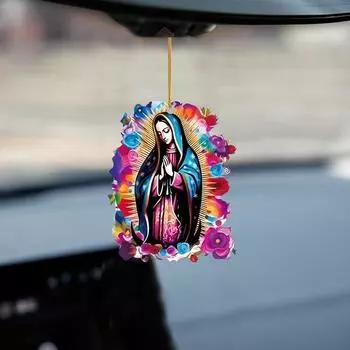 2D акриловое автомобильное зеркало Девы Марии, подвесное украшение, подвеска для ключей, аксессуары для салона автомобиля, елочные украшения, подвески для домашнего декора