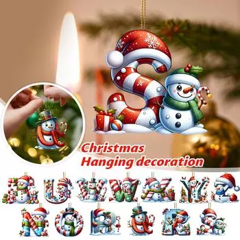 2D Акриловые Плоские Рождественские Буквы Украшения Подвесные Рождественские Буквы Алфавита Для Рождества One Size