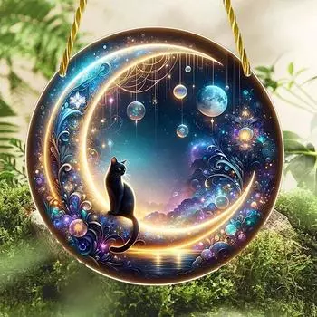 2D акриловый черный ловец солнца, лунная раскраска, подвеска на окно, сад, двор, крыльцо, дом, стена, украшение комнаты one-size разноцветный