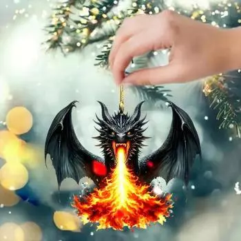 2D акриловый дракон кулон мультяшный летающий огнедышащий дракон украшение подвесное украшение для сумки-зеркала заднего вида автомобиля чёрный