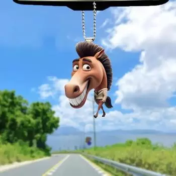 2D акриловый креативный кулон в виде лошади с большим ртом, новый трансграничный плоский кулон для зеркала заднего вида автомобиля, домашний праздничный кулон