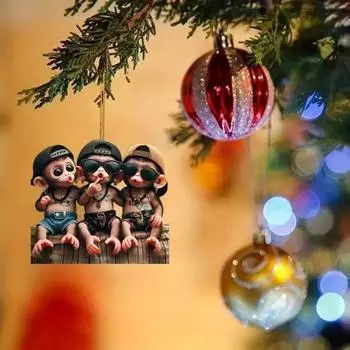 2D акриловый кулон подвесное украшение с шнурком легко повесить мультяшная обезьяна животное