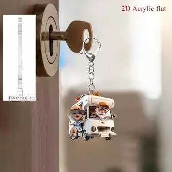 2D акриловый плоский забавный акриловый брелок для путешествий на автодоме для бабушек и дедушек, подходит для украшения рюкзака и ключей от машины, украшение для праздничной вечеринки