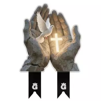 2D Акриловый Садовый Колышек Летающий Белый Голубь в Руках Садовая Табличка Водонепроницаемый Колышек для Вставки в Кашпо для Украшения Патио Газона чёрный