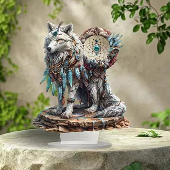 2D акриловый знак волка с подставкой, акцент для домашнего декора, модная фигурка, поделка для праздничного офиса
