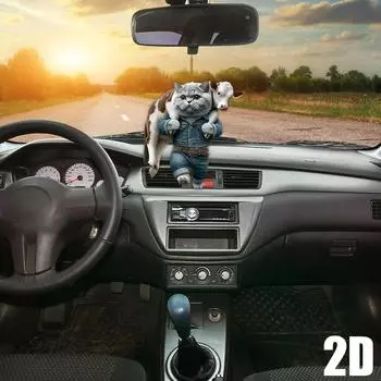 2D автомобильное зеркало заднего вида с ремешком, кошка, животное, подвесной дизайн автомобиля, очаровательные подвесные аксессуары, украшение автомобиля