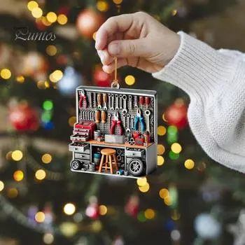 2D автомобильные аксессуары, украшение с шнурком, легко подвешивается, механический ящик для инструментов, рождественское украшение, подвеска серый
