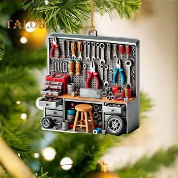 2D автомобильные аксессуары, украшение с шнурком, легко подвешивается, механический ящик для инструментов, рождественское украшение, подвеска серый
