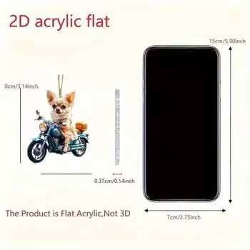 2d Charming Dog Car Pendant Acrylic Rearview Mirror Decoration For Vehicle Interior