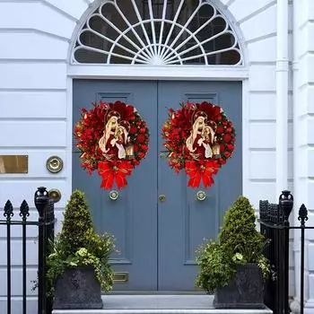 2D Christmas Acrylic Hanging Sign Holy Jesus Print Berry Clusters Wreath Front Door Sign For Front Door Window Wall 1PC