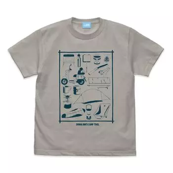 2D Cospa Rin Shima Camp Tool LIGHT GRAY M size Cotton Yurucamp T-shirt светло-серый