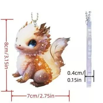 2d Cute Creative Acrylic Mini Golden Dragon Car Rearview Mirror Pendant Decor 1