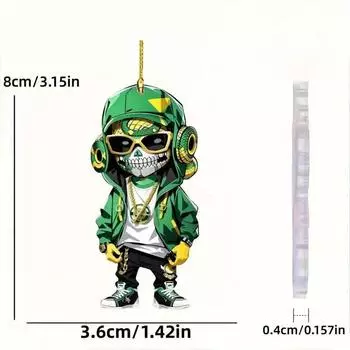 2d Eyecatching Acrylic Skull Car Pendant Charming Christmas Decoration And Keychain