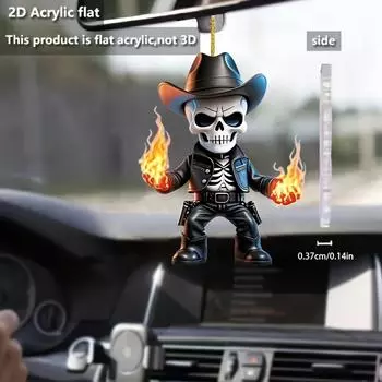 2D Flat Pendant Skull Denim with Flame, Multi-Purpose Auto Accessories Christmas Halloween Decorative Backpack Ornaments and Key Chains Gift Pendants 1