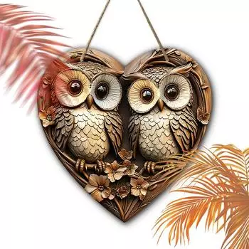 2D flat wooden hanging sign, home wall decoration, housewarming gift for friends 2D,Style1,1pc коричневый