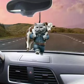 2D Кот Автомобиль Подвесное Украшение Хэллоуин Фестиваль Авто Зеркало Заднего Вида Тыква Волшебник Котенок Животное A