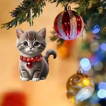 2D Милые модные акриловые плоские подвесные украшения в виде кошки One Size