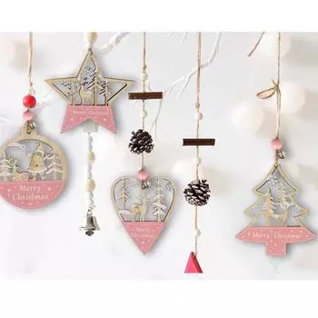 2D Новые рождественские украшения Деревянный кулон в виде оленей из леса Рождественская елка Деревянный кулон One Size