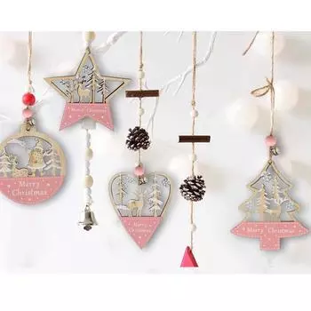 2D Новые рождественские украшения Деревянный Лес Санта-Клаус Олени Подвеска Рождественская елка Деревянный кулон One Size