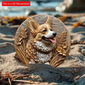 2D плоская 20*20 см 1 шт. Художественная табличка с изображением милой мультяшной собаки, подходит для декора офиса, гостиной, кофейни и собачьей будки, не требует электричества, легко повесить. 20*20cm