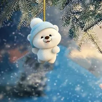 2D плоская акриловая новогодняя елочная игрушка подвеска на зеркало заднего вида автомобиля: классическая подвеска в виде белой утки и белого медведя, брелок-рюкзак M