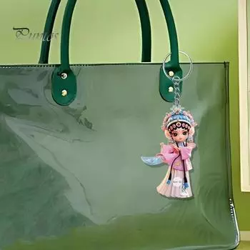 2D плоская акриловая подвеска для зеркала заднего вида с шнурком, легко подвешивается, мультяшный Пекинская опера, подвесное украшение H