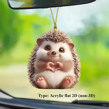 2D плоская акриловая подвеска, милый маленький ежик декоративная подвеска, подвеска для салона автомобиля, рюкзак для ключей, декоративный подарок