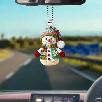 2D плоская акриловая рождественская подвеска Рождественская подвеска в виде снеговика Подвеска для автомобиля Праздничное украшение Брелок для пары Подарочная вечеринка Украшение на рождественскую елку