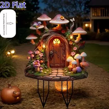 2D плоская акриловая статуэтка дома-гриба в стиле фэнтези, подключаемая, для ежедневного использования в семье, для вечеринки, двора, газона и садоводства