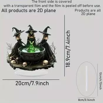 2D плоская акриловая статуэтка трио фэнтезийных ведьм - настольное праздничное украшение в кристальном стиле или подарки на день рождения и праздники, для Хэллоуина.
