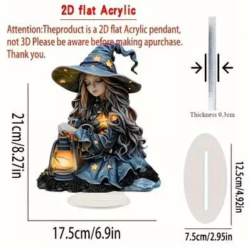 2D плоская акриловая табличка с ведьмой для украшения, настольное украшение, подходит для гостиной, спальни, праздничные подарки на Рождество, идеально подходит для Дня благодарения, Хэллоуина