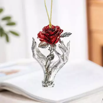 2D плоская красная роза обе руки подвеска для автомобиля украшение интерьера водонепроницаемый легкий декоративный