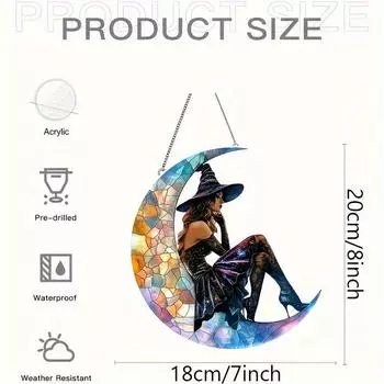 2D плоская подвеска ловец солнца луна акриловое украшение для окна подходит для гостиной, веранды, двора, сада, веранды, украшение для окна, подарок ведьмы 20CM