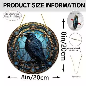 2D плоские акриловые ветки с птицами, украшение ворона, красочные садовые украшения, украшение венка, красочный подвес для окна, внутреннее украшение дома A