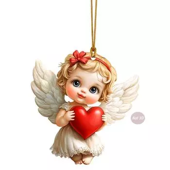 2D плоские крылья ангела акриловые украшения с золотой веревкой, реалистичный угловой кулон, подвесной декор для зеркала заднего вида, милые подарки для семьи и друзей 01;1pc