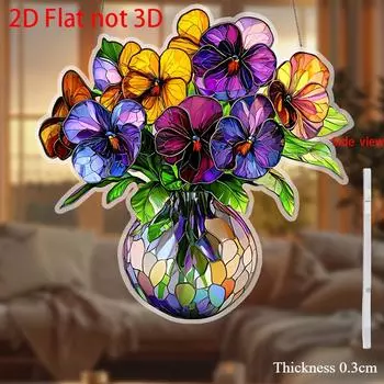 2D плоский акриловый фиолетовый арт-деко ловец, графическая растительная тема/гостиная, открытая веранда, спальня офис/декоративная подвеска A