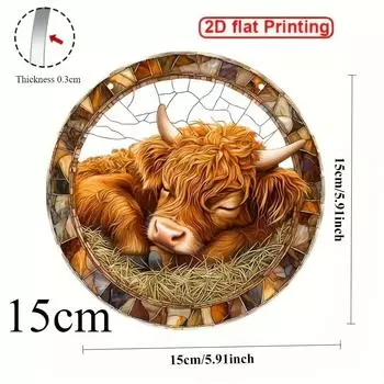 2D плоский акриловый кулон, Ловец солнца «Шотландская корова», дом, отель, фермерское кафе, окно, коридор, декоративный кулон. Рождественский день рождения мать сюжет подарок