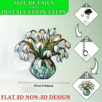 2D плоский акриловый ловец цветов, настенное искусство, элегантное зимнее подвесное украшение, для гостиной, спальни, офиса, домашнего декора, рождественское украшение 25CM