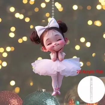 2D Плоский, Акриловый Розовый Шар Балерина Подвеска для Автомобиля - Очаровательная Плоская Подвеска для Зеркал Заднего Вида, Украшения для Дома и Рюкзака