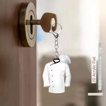 2D Плоский Белый Шеф-повар Акриловый Брелок Дизайн с Деталями Черного Фартука и Шляпы, Прочный Акриловый Брелок для Сумок, Ключей от Машины, Подарки на Праздник и Вечеринку