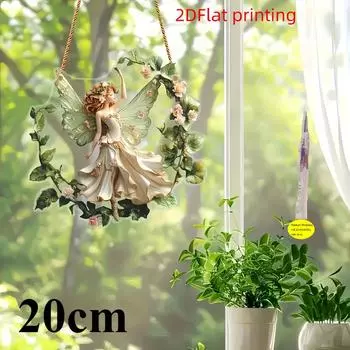 2D плоский богемный рождественский венок, подвеска с волшебной подсветкой, изысканный дизайн с цветами и феями, праздничное украшение для домашнего садоводства, идеальный подарок