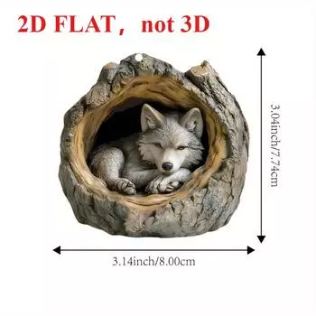 2D плоское привлекательное хрустальное украшение в виде волка из дупла дерева - золотая подвесная веревка, подходит для рождественского и праздничного украшения дома