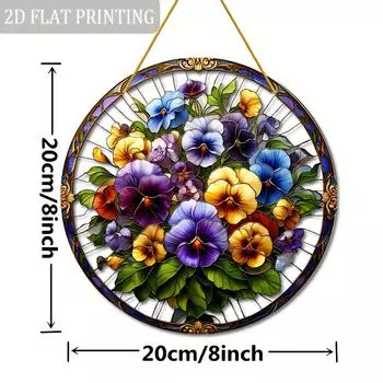 2D подвеска с плоским цветным цветочным рисунком, квадратный акриловый ловец света, декорация для затенения, подходит в качестве подарка для семьи, друзей, подруг, папы, мамы 20CM