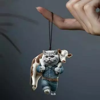 2D подвесное украшение для автомобиля с котом, фестиваль Хэллоуина, авто зеркало заднего вида, тыква, волшебник, котенок, животное, акриловый подвесной орнамент, кулон B