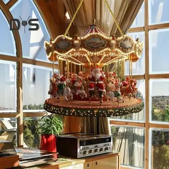 2D Санта-карусель подвеска для украшения дома, окна, автомобиля, рождественской елки подвеска из акрила ручной работы художественный орнамент A