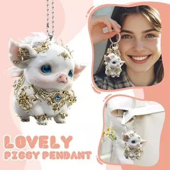 2D Симпатичный автомобильный акриловый плоский брелок для зеркала заднего вида One Size белый