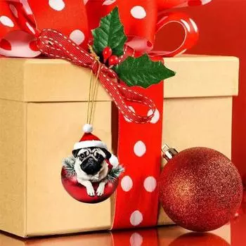 2D Собака Акриловые Подвесные Украшения Домашний Офис Рюкзак Автомобильное Зеркало Заднего Вида Рождественская Книга Цветок B