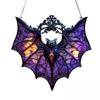 2D Загадочный фиолетовый акриловый ловец света, Готическая имитация цветного стекла, акриловое подвесное украшение для окна, One Size