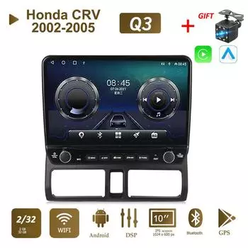 2Din 10-дюймовый автомобильный стерео радио на базе Android для Honda CRV 2002-2005 с кнопочной ручкой мультимедийный видеоплеер GPS-навигация Carplay 2 + 32 ГБ
